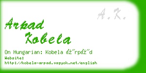 arpad kobela business card